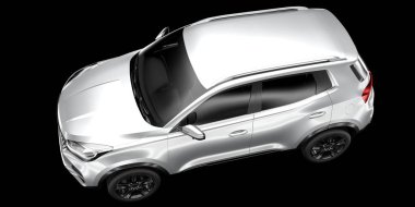 Arka planda izole edilmiş gerçekçi bir SUV arabası. 3d görüntüleme - illüstrasyon