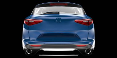 Arka planda izole edilmiş gerçekçi bir SUV arabası. 3d görüntüleme - illüstrasyon