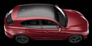 Arka planda izole edilmiş gerçekçi bir SUV arabası. 3d görüntüleme - illüstrasyon