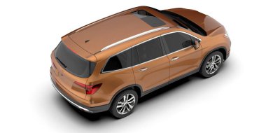 Arka planda izole edilmiş gerçekçi bir SUV arabası. 3d görüntüleme - illüstrasyon