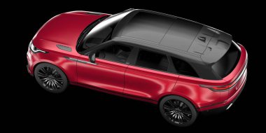 Arka planda izole edilmiş gerçekçi bir SUV arabası. 3d görüntüleme - illüstrasyon