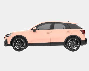 Arka planda izole edilmiş gerçekçi bir SUV arabası. 3d görüntüleme - illüstrasyon