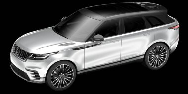 Arka planda izole edilmiş gerçekçi bir SUV arabası. 3d görüntüleme - illüstrasyon