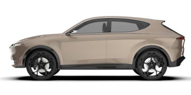 Arka planda izole edilmiş gerçekçi bir SUV arabası. 3d görüntüleme - illüstrasyon