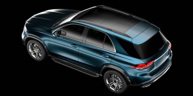 Arka planda izole edilmiş gerçekçi bir SUV arabası. 3d görüntüleme - illüstrasyon