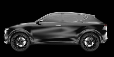 Arka planda izole edilmiş gerçekçi bir SUV arabası. 3d görüntüleme - illüstrasyon