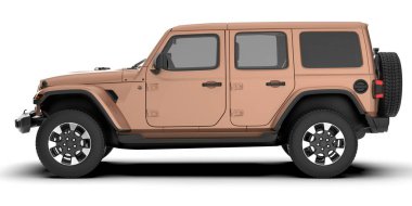 Arka planda izole edilmiş gerçekçi bir SUV arabası. 3d görüntüleme - illüstrasyon