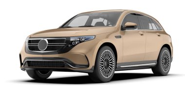 Arka planda izole edilmiş gerçekçi bir SUV arabası. 3d görüntüleme - illüstrasyon