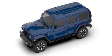 Arka planda izole edilmiş gerçekçi bir SUV arabası. 3d görüntüleme - illüstrasyon