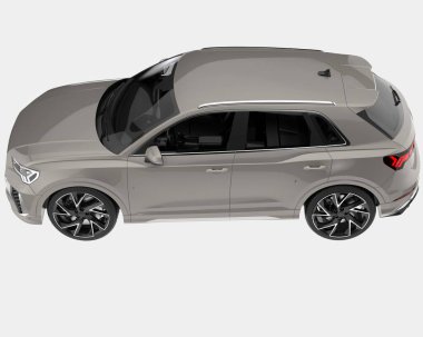 Arka planda izole edilmiş gerçekçi bir SUV arabası. 3d görüntüleme - illüstrasyon