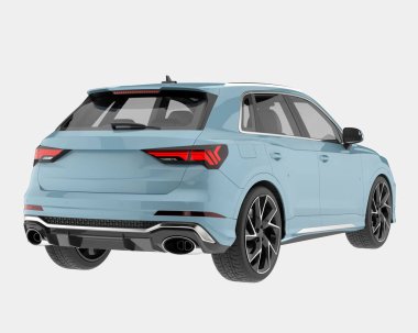 Arka planda izole edilmiş gerçekçi bir SUV arabası. 3d görüntüleme - illüstrasyon