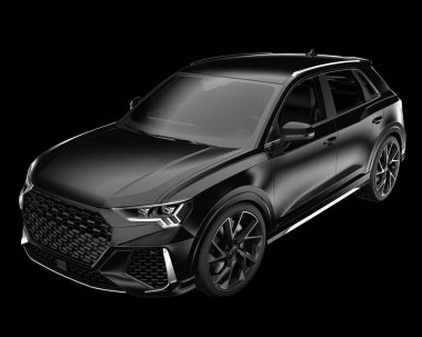 Arka planda izole edilmiş gerçekçi bir SUV arabası. 3d görüntüleme - illüstrasyon