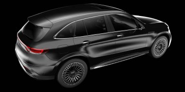 Arka planda izole edilmiş gerçekçi bir SUV arabası. 3d görüntüleme - illüstrasyon