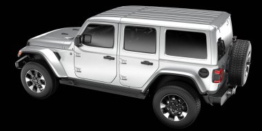 Arka planda izole edilmiş gerçekçi bir SUV arabası. 3d görüntüleme - illüstrasyon