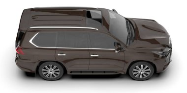 Arka planda izole edilmiş gerçekçi bir SUV arabası. 3d görüntüleme - illüstrasyon