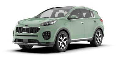 Arka planda izole edilmiş gerçekçi bir SUV arabası. 3d görüntüleme - illüstrasyon