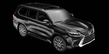 Arka planda izole edilmiş gerçekçi bir SUV arabası. 3d görüntüleme - illüstrasyon