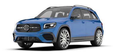 Arka planda izole edilmiş gerçekçi bir SUV arabası. 3d görüntüleme - illüstrasyon