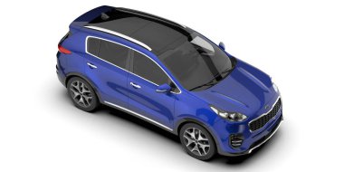 Arka planda izole edilmiş gerçekçi bir SUV arabası. 3d görüntüleme - illüstrasyon