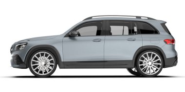 Arka planda izole edilmiş gerçekçi bir SUV arabası. 3d görüntüleme - illüstrasyon