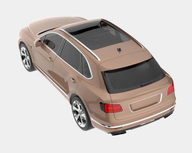 Arka planda izole edilmiş gerçekçi bir SUV arabası. 3d görüntüleme - illüstrasyon