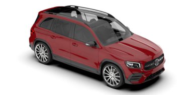 Arka planda izole edilmiş gerçekçi bir SUV arabası. 3d görüntüleme - illüstrasyon
