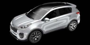 Arka planda izole edilmiş gerçekçi bir SUV arabası. 3d görüntüleme - illüstrasyon