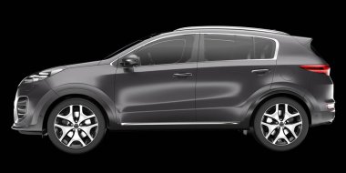 Arka planda izole edilmiş gerçekçi bir SUV arabası. 3d görüntüleme - illüstrasyon