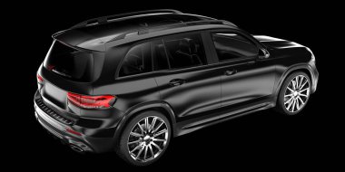 Arka planda izole edilmiş gerçekçi bir SUV arabası. 3d görüntüleme - illüstrasyon
