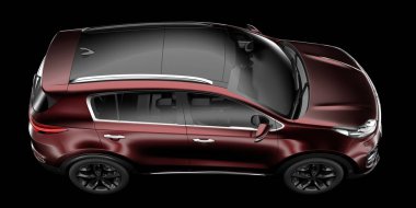 Arka planda izole edilmiş gerçekçi bir SUV arabası. 3d görüntüleme - illüstrasyon
