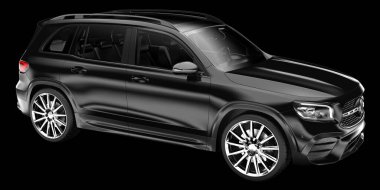 Arka planda izole edilmiş gerçekçi bir SUV arabası. 3d görüntüleme - illüstrasyon