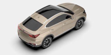 Arka planda izole edilmiş gerçekçi bir SUV arabası. 3d görüntüleme - illüstrasyon