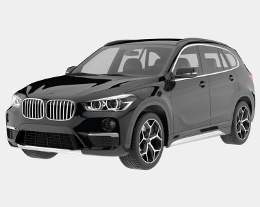 Arka planda izole edilmiş gerçekçi bir SUV arabası. 3d görüntüleme - illüstrasyon