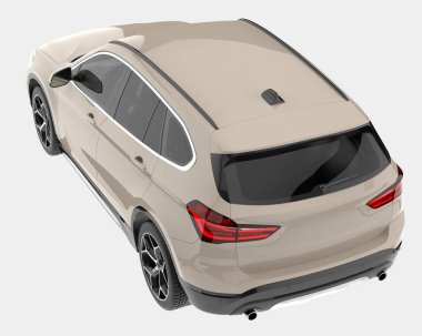 Arka planda izole edilmiş gerçekçi bir SUV arabası. 3d görüntüleme - illüstrasyon