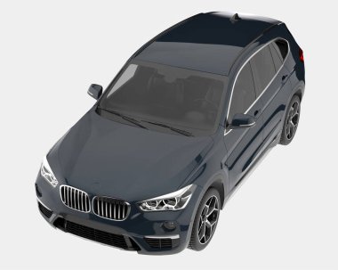 Arka planda izole edilmiş gerçekçi bir SUV arabası. 3d görüntüleme - illüstrasyon