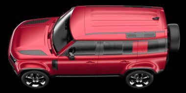 Arka planda izole edilmiş gerçekçi bir SUV arabası. 3d görüntüleme - illüstrasyon