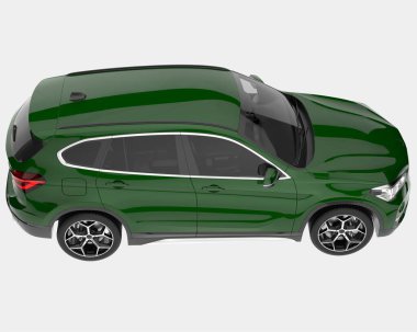 Arka planda izole edilmiş gerçekçi bir SUV arabası. 3d görüntüleme - illüstrasyon