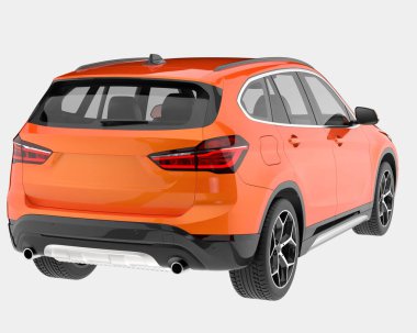 Arka planda izole edilmiş gerçekçi bir SUV arabası. 3d görüntüleme - illüstrasyon