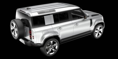 Arka planda izole edilmiş gerçekçi bir SUV arabası. 3d görüntüleme - illüstrasyon