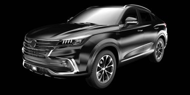Arka planda izole edilmiş gerçekçi bir SUV arabası. 3d görüntüleme - illüstrasyon