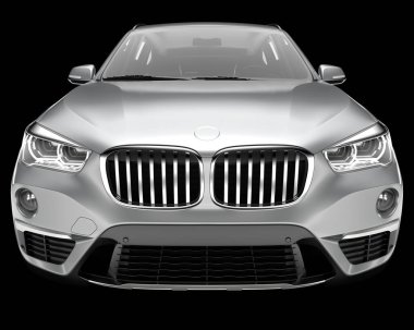 Arka planda izole edilmiş gerçekçi bir SUV arabası. 3d görüntüleme - illüstrasyon