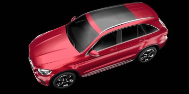 Arka planda izole edilmiş gerçekçi bir SUV arabası. 3d görüntüleme - illüstrasyon