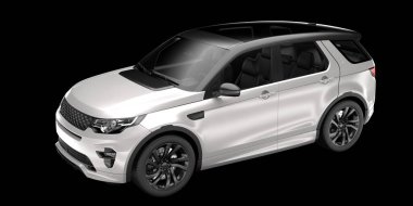 Arka planda izole edilmiş gerçekçi bir SUV arabası. 3d görüntüleme - illüstrasyon