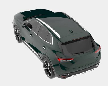 Arka planda izole edilmiş gerçekçi bir SUV arabası. 3d görüntüleme - illüstrasyon