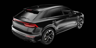 Arka planda izole edilmiş gerçekçi bir SUV arabası. 3d görüntüleme - illüstrasyon