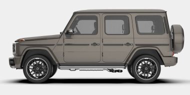 Arka planda izole edilmiş gerçekçi bir SUV arabası. 3d görüntüleme - illüstrasyon