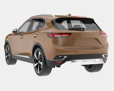 Arka planda izole edilmiş gerçekçi bir SUV arabası. 3d görüntüleme - illüstrasyon