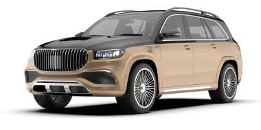 Arka planda izole edilmiş gerçekçi bir SUV arabası. 3d görüntüleme - illüstrasyon