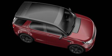 Arka planda izole edilmiş gerçekçi bir SUV arabası. 3d görüntüleme - illüstrasyon