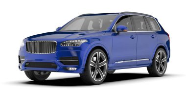 Arka planda izole edilmiş gerçekçi bir SUV arabası. 3d görüntüleme - illüstrasyon
